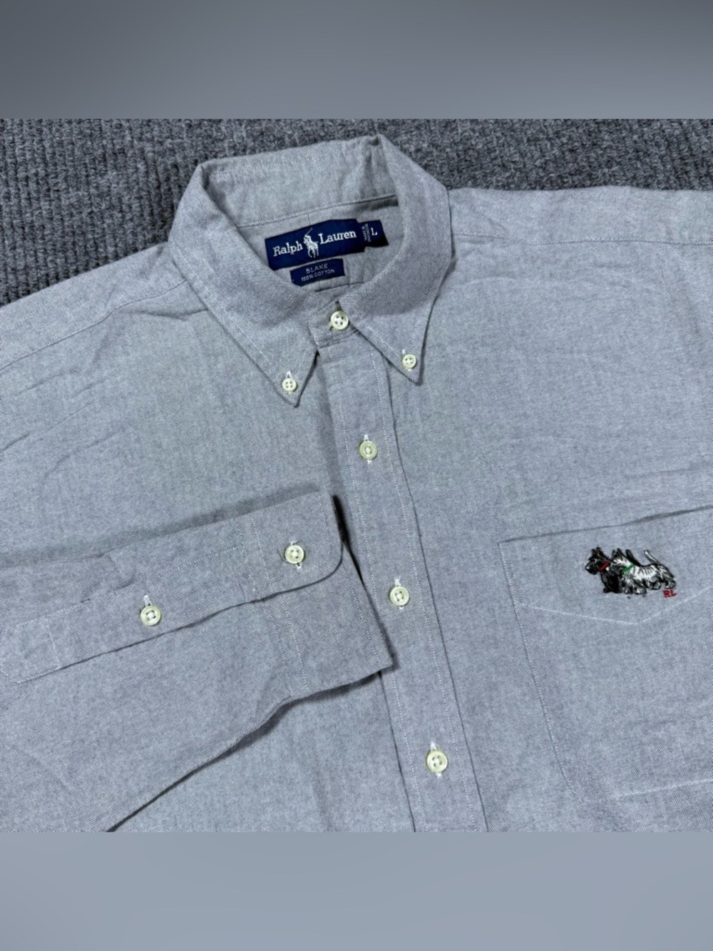 Vintage Polo Ralph Lauren Blake Shirt Mens Large Gray Scottish Terrier Button Up